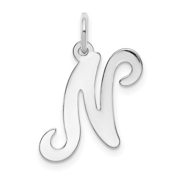 14k White Gold, Sophia Collection, Small Script Initial N Pendant - Picture 1 of 5